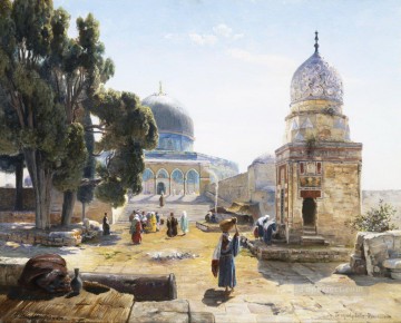  orientalista Pintura al %C3%B3leo - La Cúpula de la Roca Jerusalén Israel Gustav Bauernfeind Judío orientalista